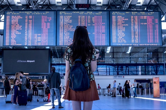 Woman standing in an airport